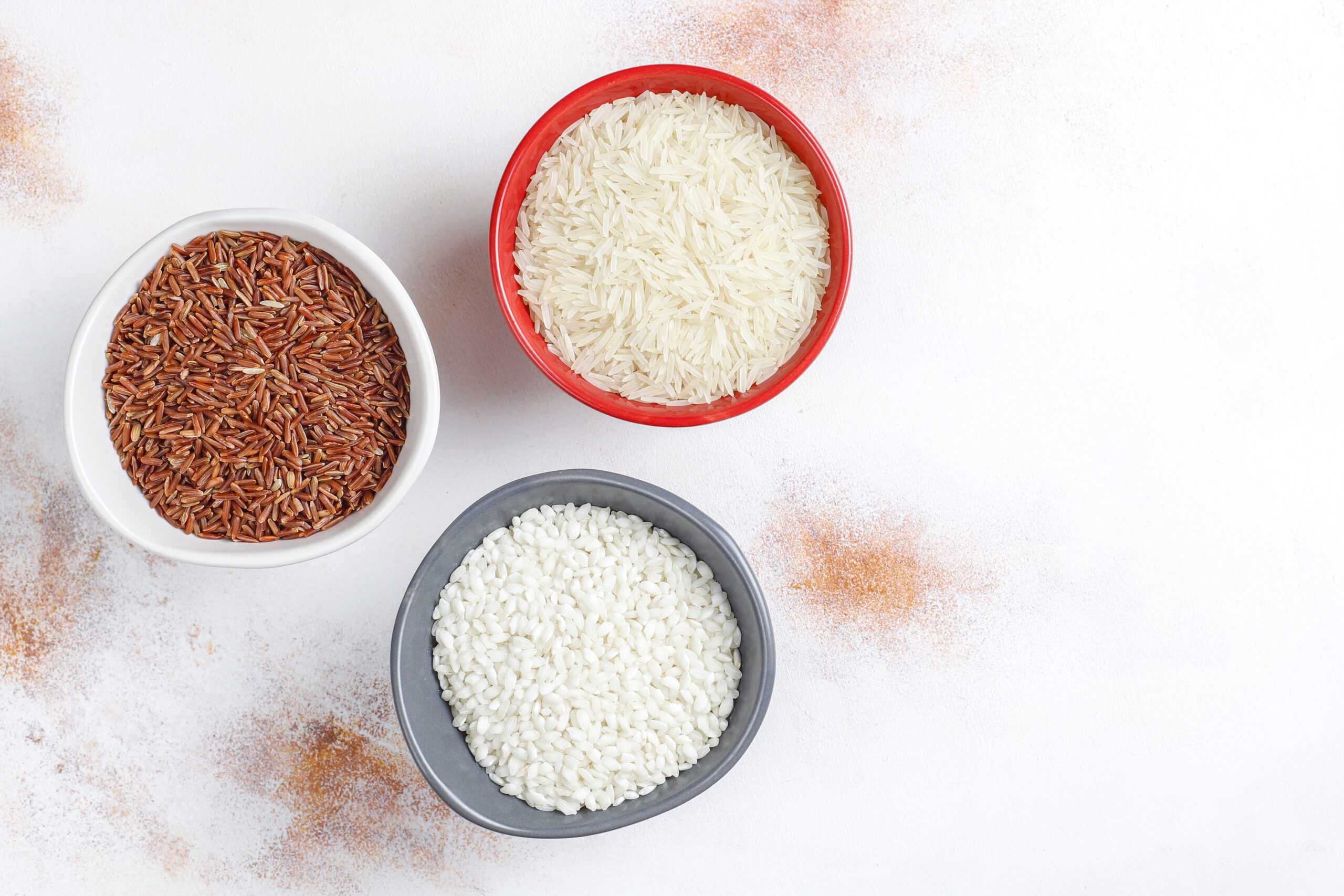 Uncooked organic risotto rice.